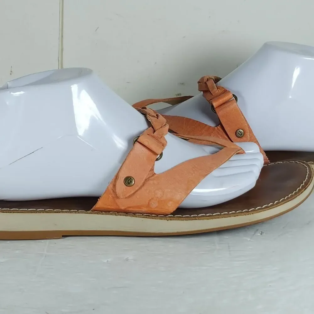 OLUKAI Women's Kahikolu US10 Corral Leather Braided Flip Flops Thong Sandals